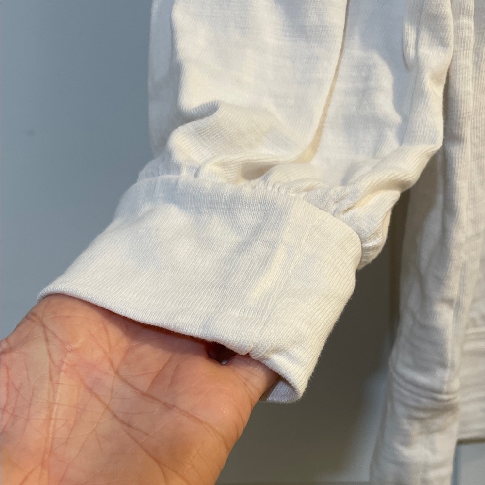 LOFT Off-White Textured Long Sleeve Blouse - Picture 3 of 8